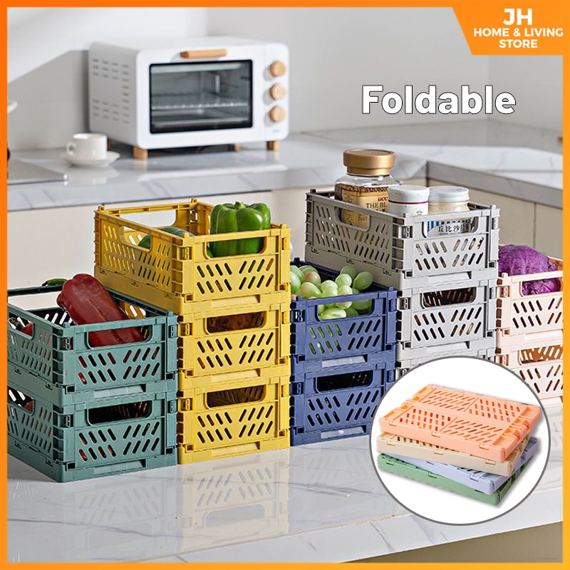 Stackable Storage Box Foldable Collapsible Crate Storage Basket Open ...