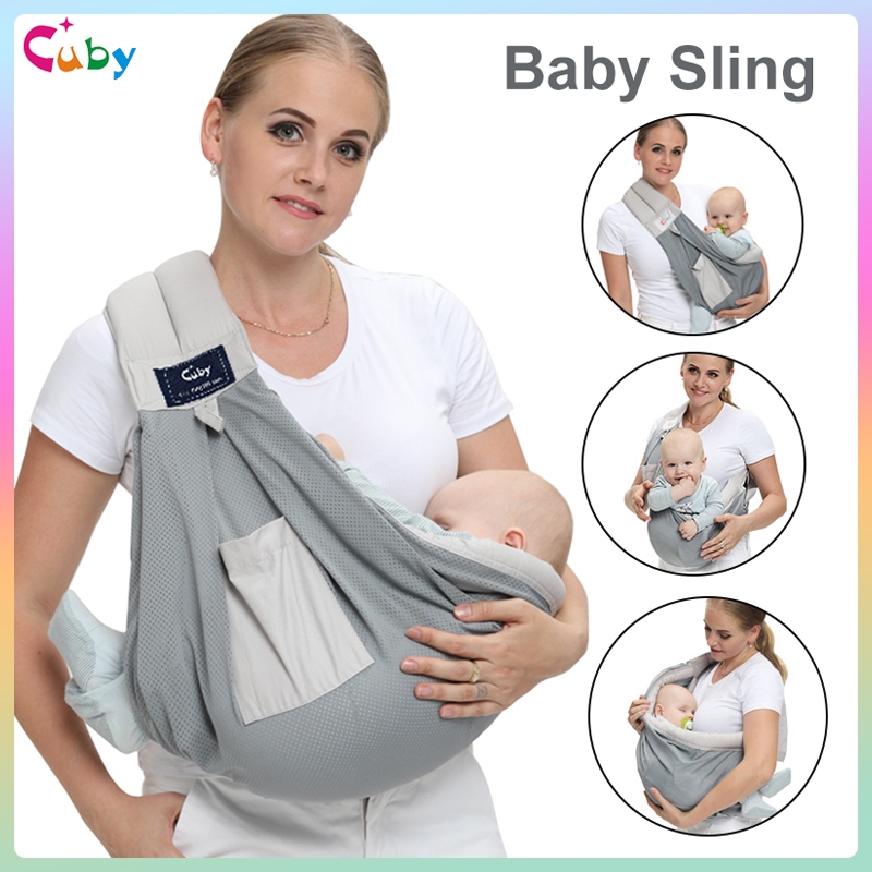 CUBY Baby Carrier Natural Cotton Baby Sling Baby Holder Extra Comfortable for Easy Wearing Carrying of Newborn Infant Toddler and Ideal for Baby Registry newborn baby sling Breathable mesh and portabl...