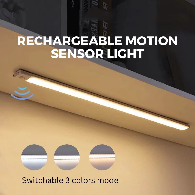 Motion Sensor LED Light Night Lamp USB Rechargeable Built-in Magnet for ...