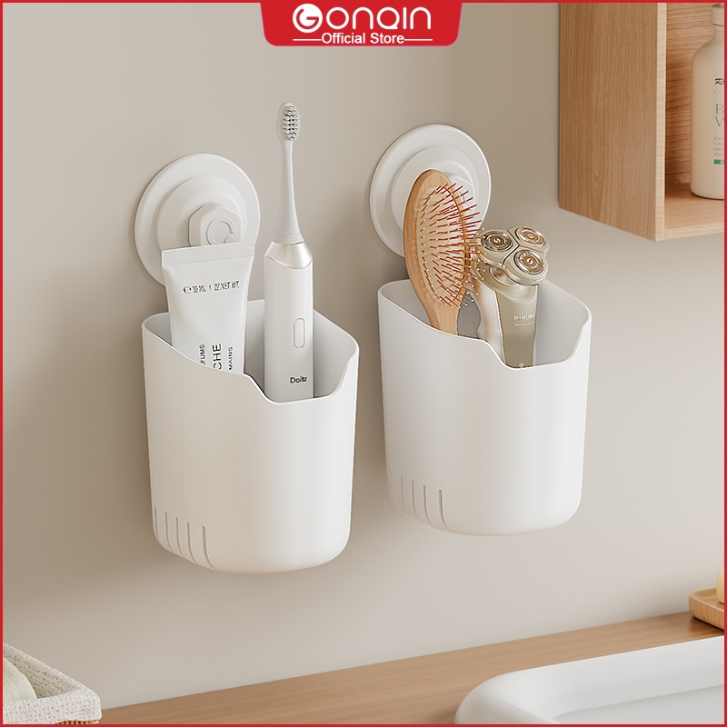 GONQIN Bathroom Organizer Wall-Mounted Basket Storage Box Punch-free ...