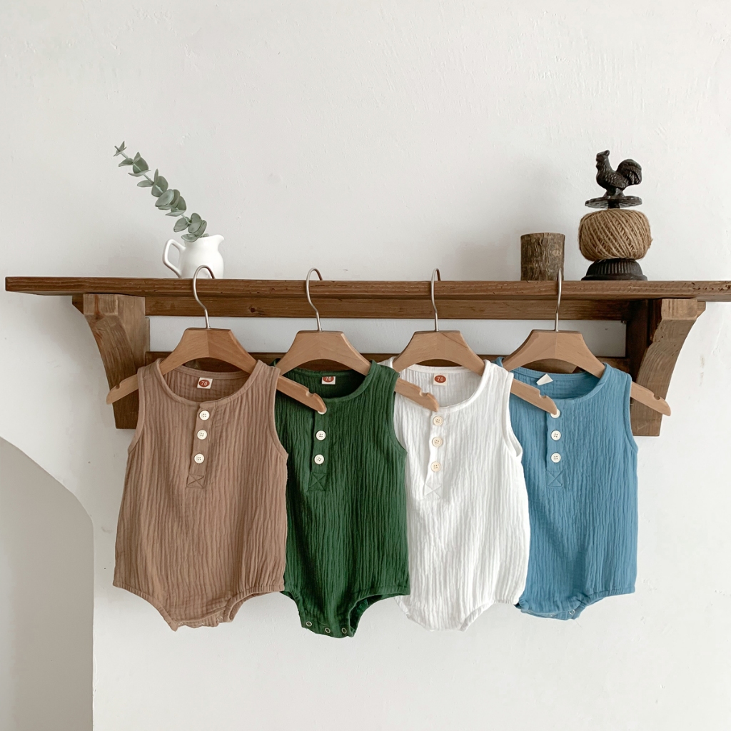 Baby Rompers Solid Bodysuits Linen Romper Jumpsuit Unisex Baby Clothes ...