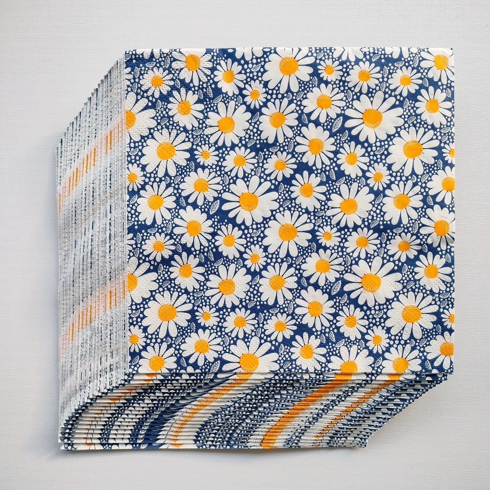 10/20PCs Small Flower Blue Paper Napkins Decoupage Luncheon Dinner