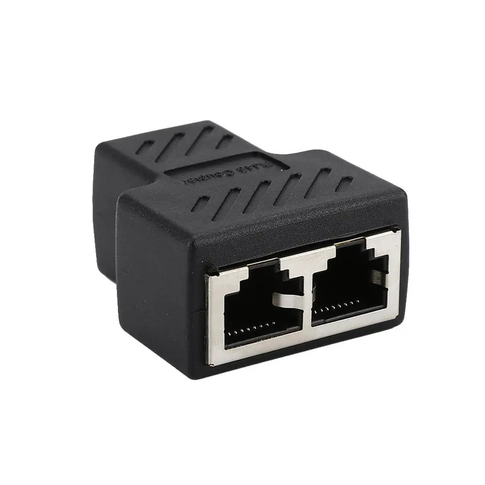 1 To 2 Ways RJ45 LAN Ethernet Network Cable Female Splitter Connector ...