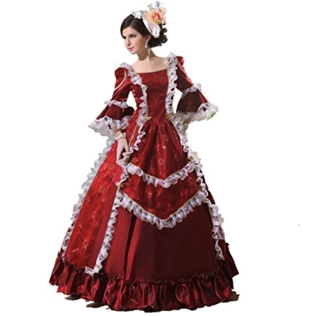 KEMAO Medieval Dress Baroque Marie Antoinette Dresses Renaissance ...