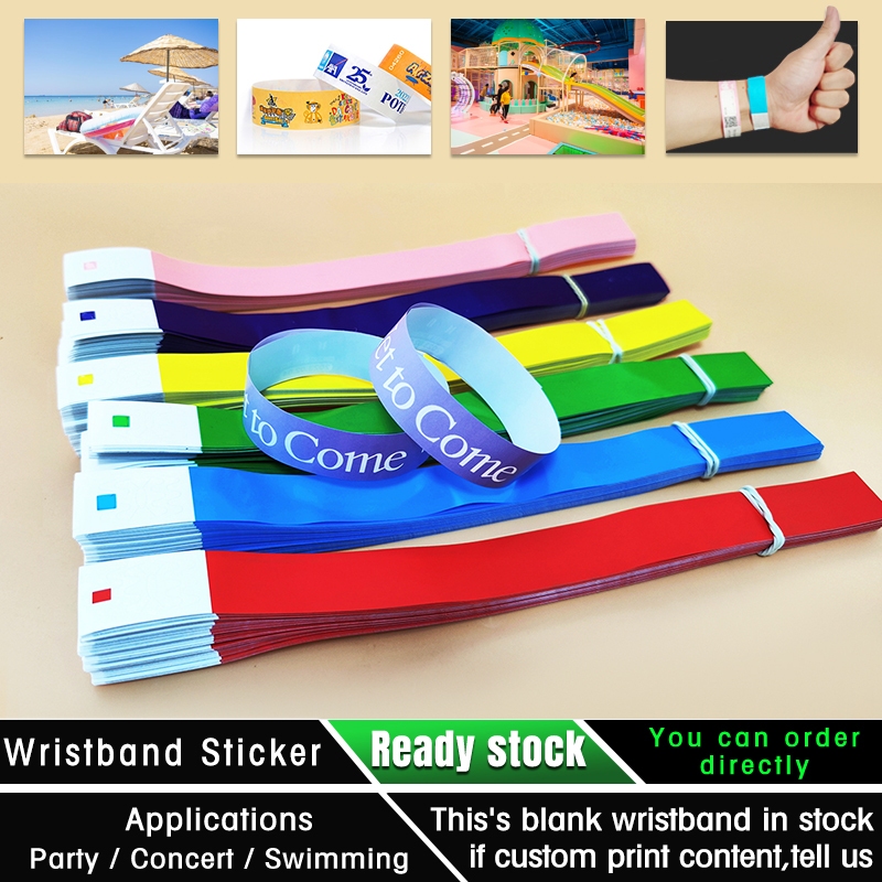 100pcs events wristband sticker waterproof wrist disposable tag tyvek ...