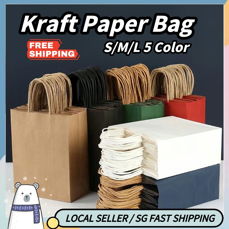 SG Stock Kraft Paper Bag Gift Bag Colours With Handles Birthday Party Goodie Bag Paper Bags For Gift I.965404855 - View #10