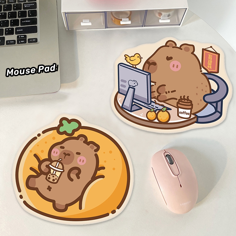 Cartoon Capybara Computer Mouse Pad Antislip Strawberry Bear Mouse Pad ...