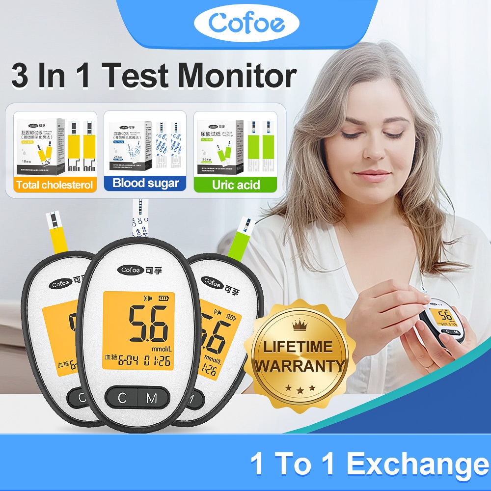 Cofoe 3 In 1 Blood Sugar Uric Acid Total Cholesterol Multifunctional ...