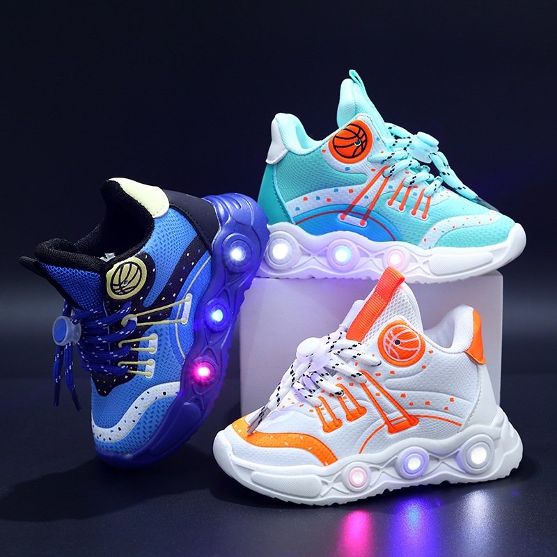 New for 2024 kids shoes baby shoe LED lights sneakers Boys Girls