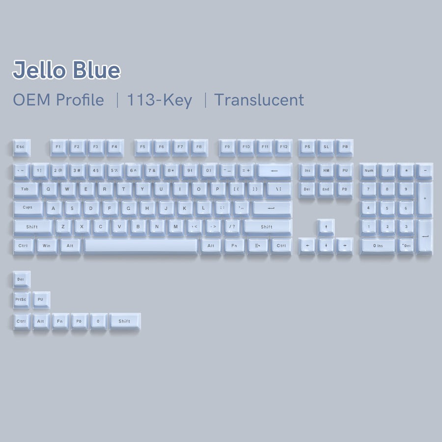 H e l l o ☻ˎˊ WOMIER Custom Keycaps 113 Keys Jello Blue PBT OEM Profile Key Caps