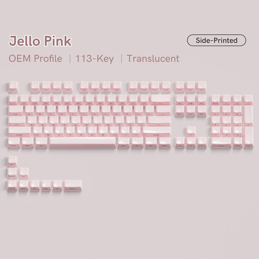 H e l l o ☻ˎˊ WOMIER Custom Keycaps 113 Keys Jello Blue PBT OEM Profile Key Caps