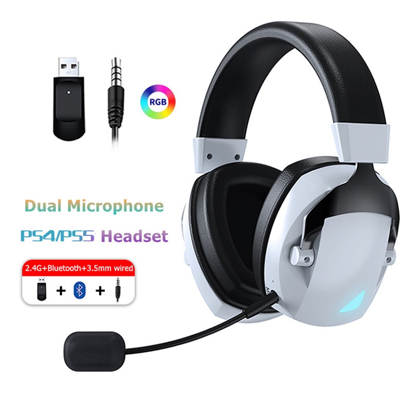 Wireless Gaming Headset with Mic 2.4G USB Dongle Bluetooth 3.5mm Wired PC Gamer Headset for PS4 PS5 Phone Laptop Shopee Singapore