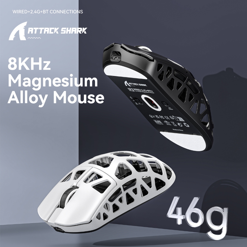 Attack Shark R3 Magnesium alloy mouse lightweight 46g 8KHz PAW3395 ...