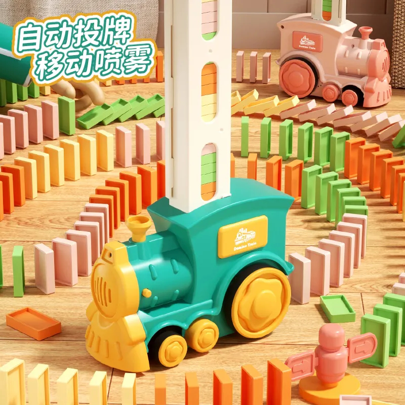 Mini Train Domino Electric Mini Train Puzzle Block Toy Automatic ...