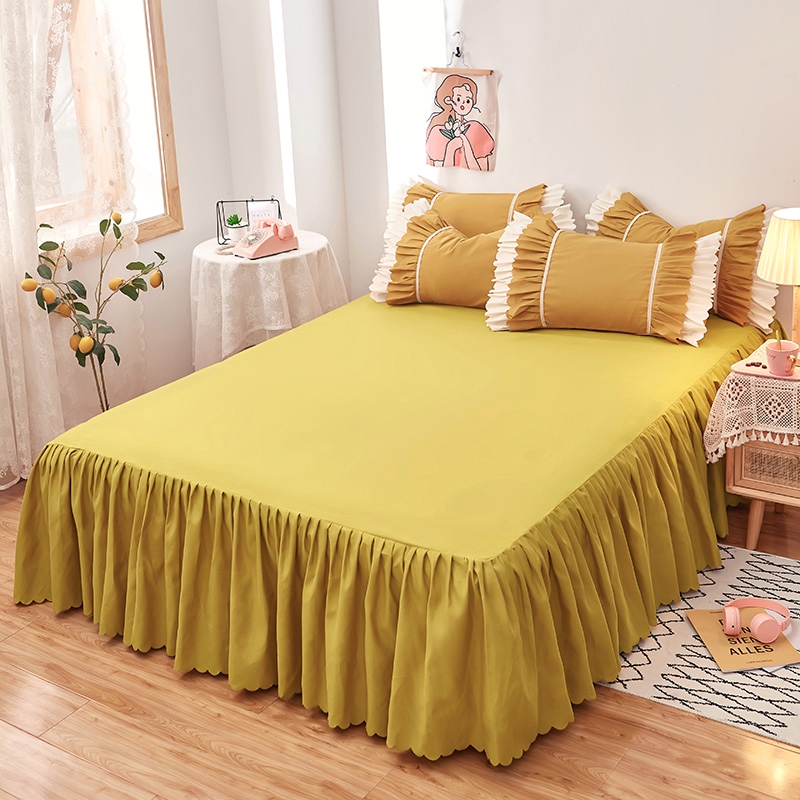 Yellow bed skirt king sales