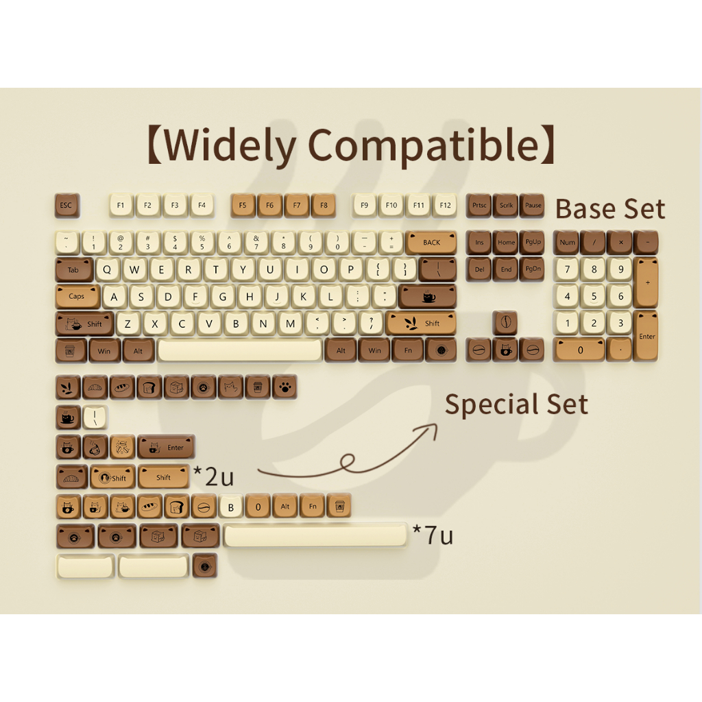 XVX Coffee Cat 141-Key MAO Profile Dye-Sub PBT Keycap | Shopee Singapore