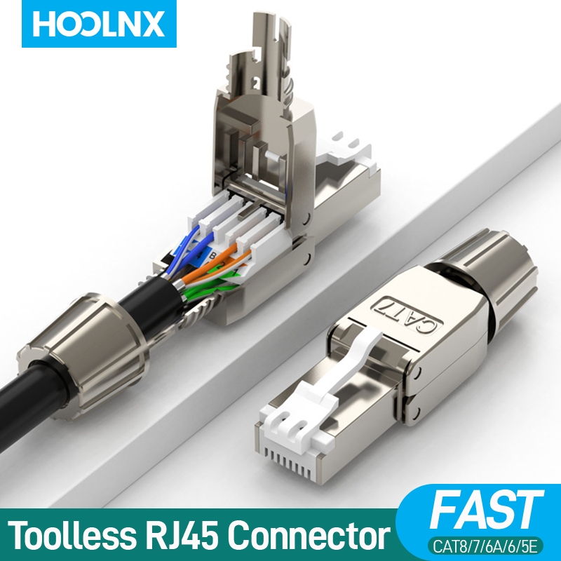 HOOLNX Tool-Free RJ45 Connector, Tool-Free for Installation Cable CAT8 ...