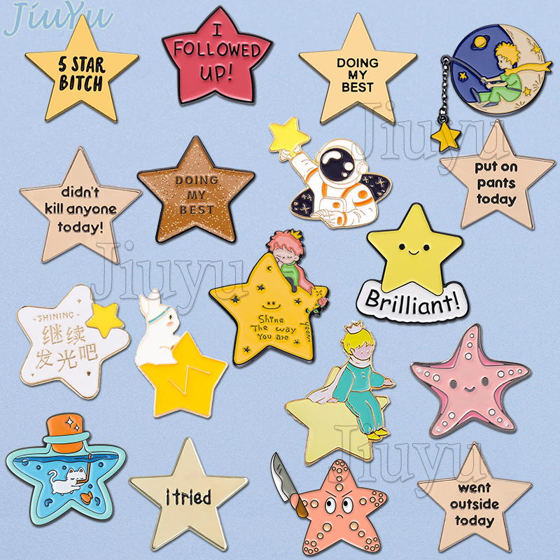54 Styles Pentagram-shape Enamel Pin Badges Brooch Cute Little Prince ...