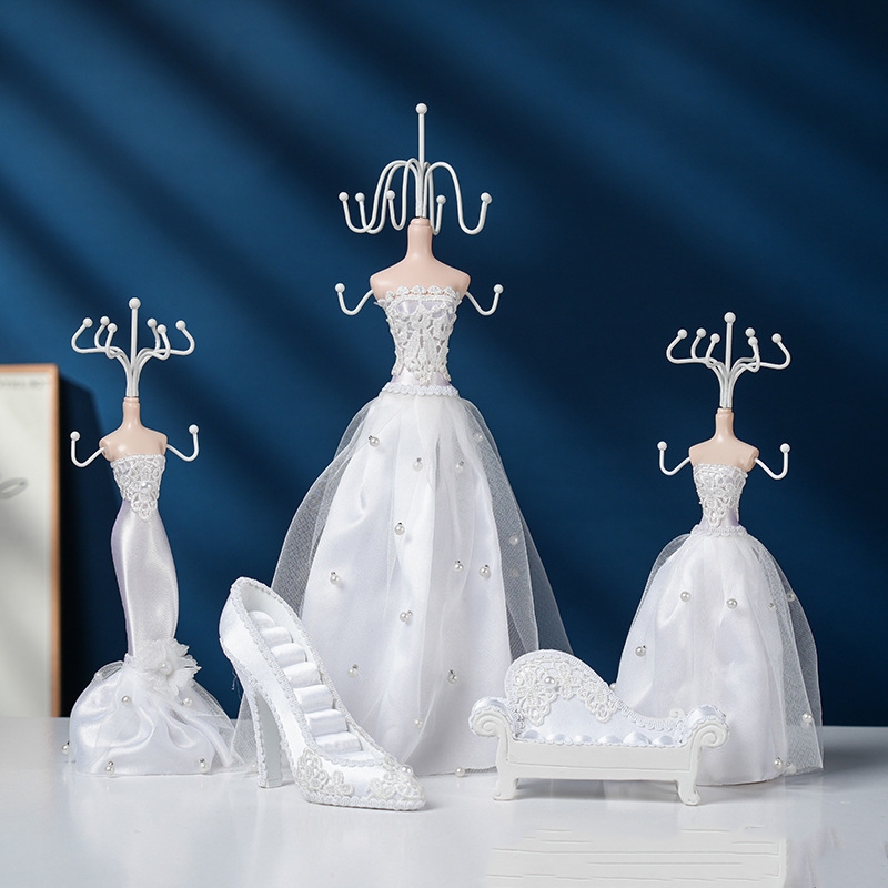 White Jewelry Display Stand Necklace Earring Holder Mannequin Princess  Dress Hanger