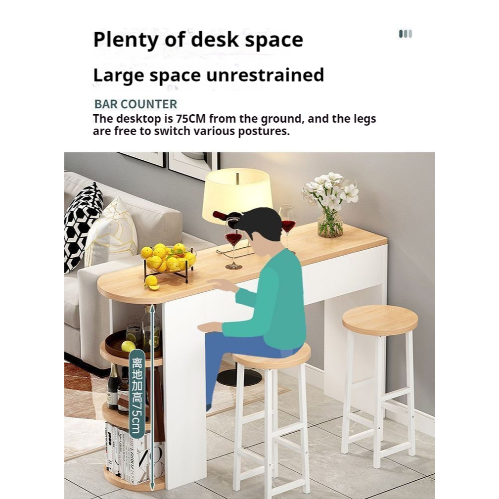 SAD Bar Table Bar with Chairs Long Living Room Rounded Corner Storage ...