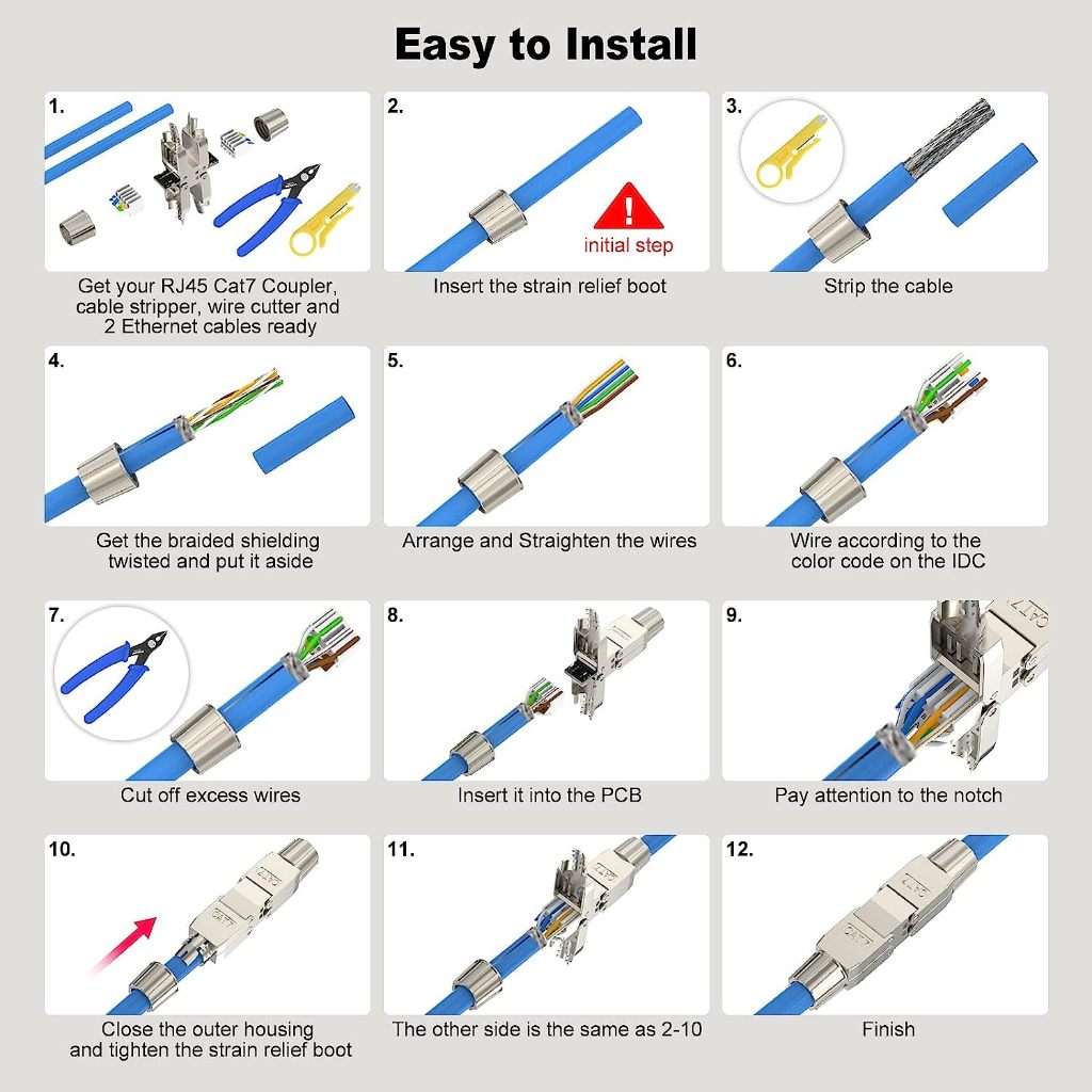 HOOLNX Double Head RJ45 Connector CAT7 CAT6A Toolless Network Cable ...