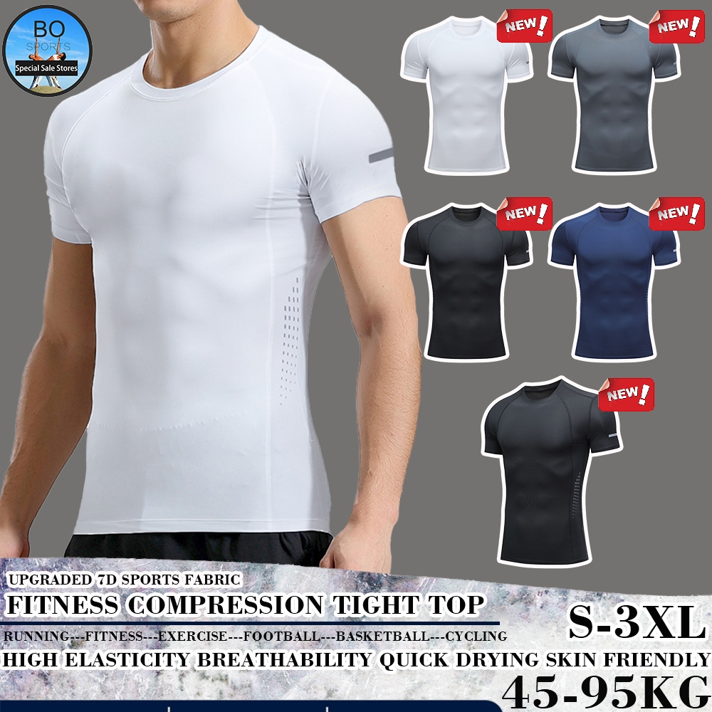 BOSPORT Summer Men`s Compression T-Shirts Printed Short Sleeve Top ...