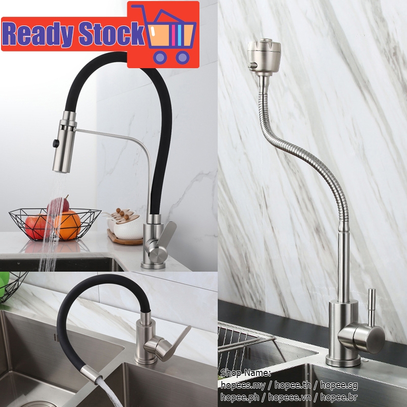 360° Swivel Kitchen Faucet Flexible Hose Spray Sink Tap 304 Stainless