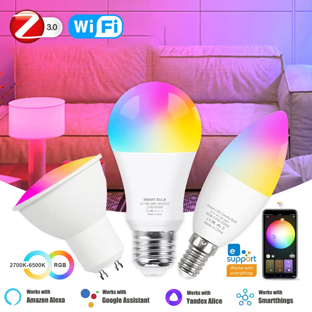 A19 Led Amazon Alexa Smart Bulb Wi Fi Echo Smart Light Bulbs