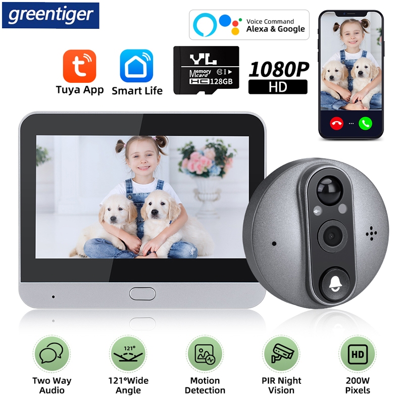 Tuya WIFI Peephole Doorbell Wireless Bell Night Vision Smart Home