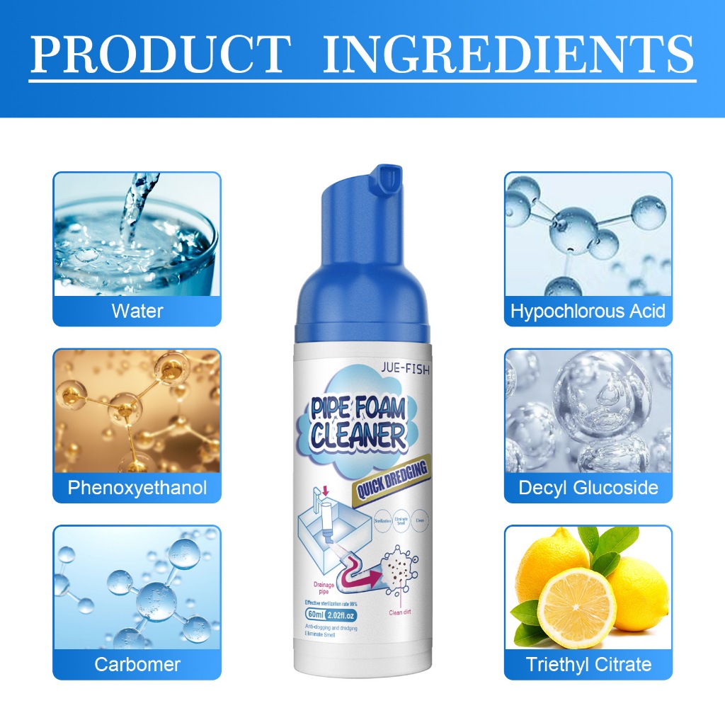 Herios Drain Foam Cleaner, Pipe Dredge Deodorant Foam Cleaner, Liquid