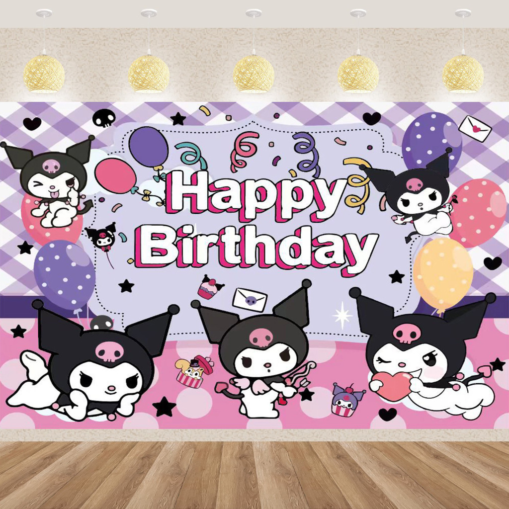 5x3ft Kuromi Theme Background Children's Birthday Party Background ...