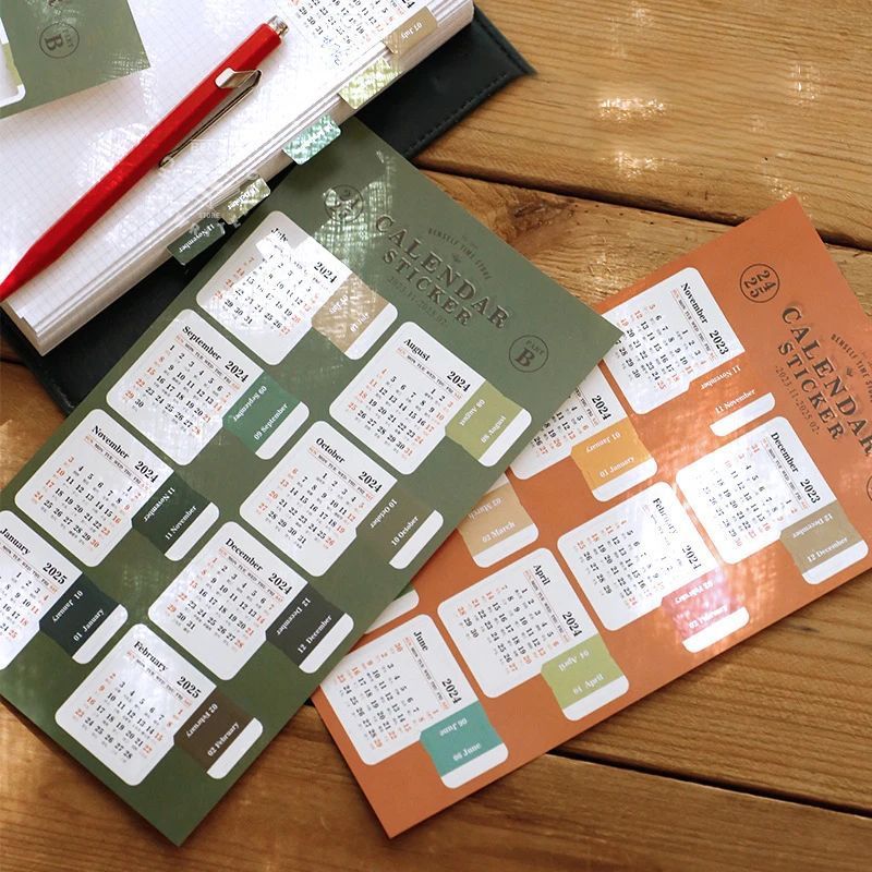 2-sheets-2024-2025-calendar-stickers-vintage-notebook-agenda-index