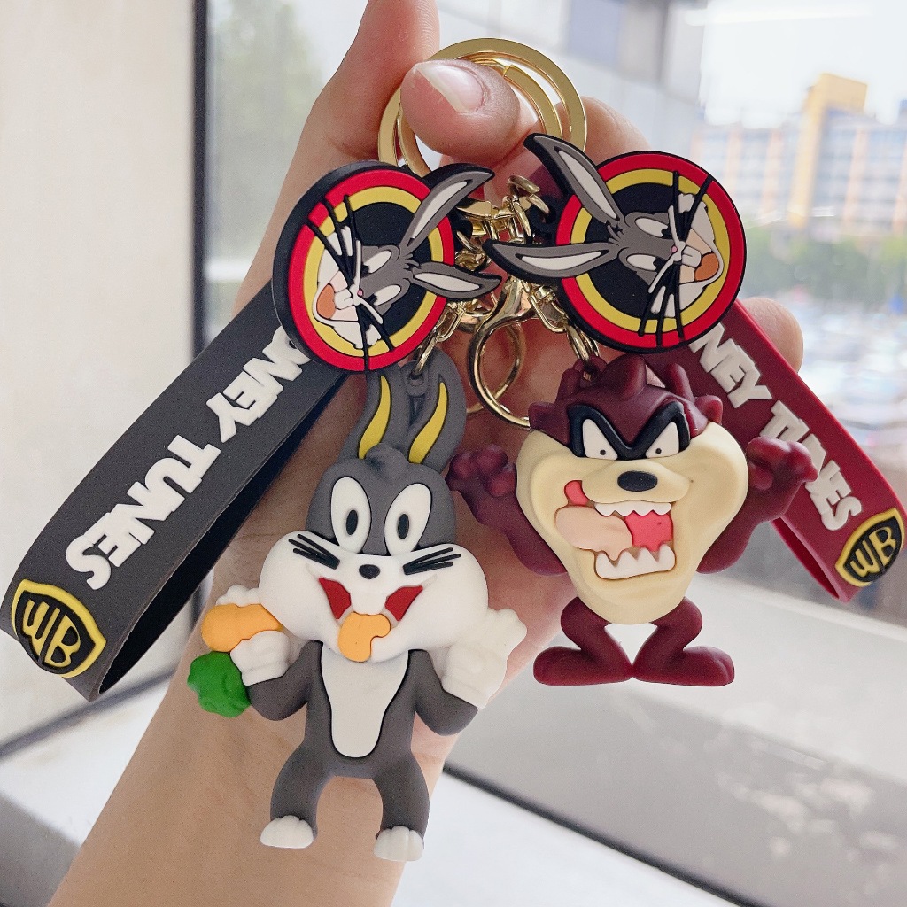 Anime Bugs Bunny Keychain Cute Angry Chicken Big Mouth Dog Backpack Car