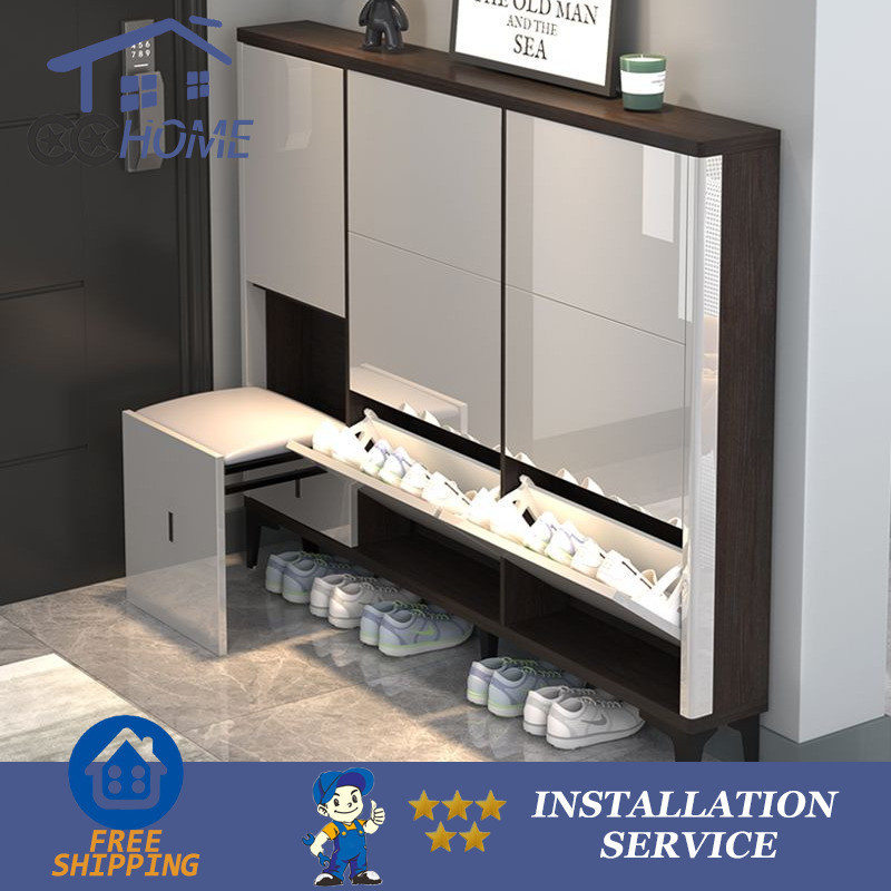 CCRHZ Shoe Cabinet With Shoe Stool Drawer Nordic Baking Paint Shoe Rack ...