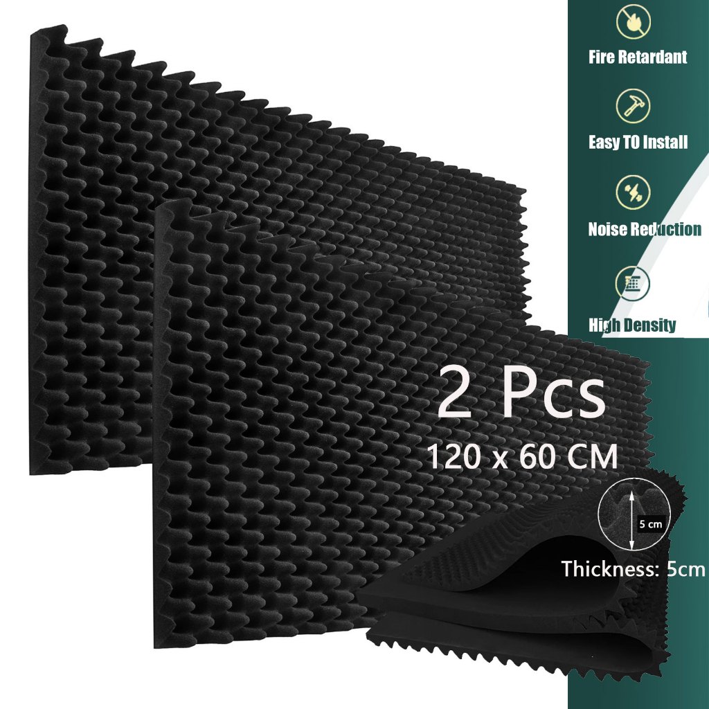 BEIYIN 2 Pcs Premium Acoustic Foam 120X60CM,Egg Crate Sound Proof ...