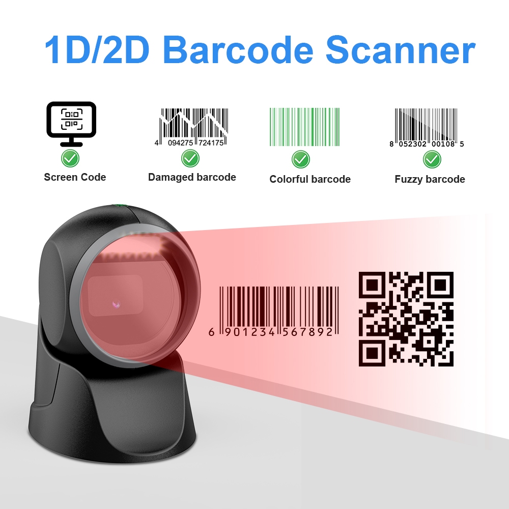 Evnvn 1D 2D Desktop Barcode Scanner Strong Decoding Capability ...