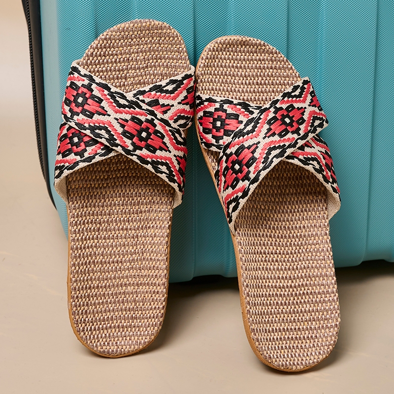 women slippers linen lightweight home shoes antislip indoor slippers ...