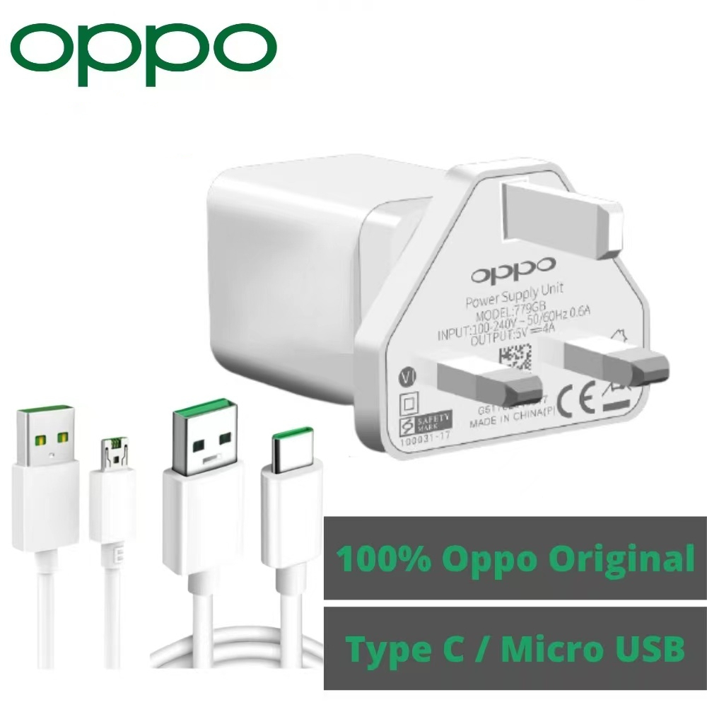 OPPO 20W VOOC Fast Wall Charger & VOOC USB Cable 2A Micro cable Type-C ...