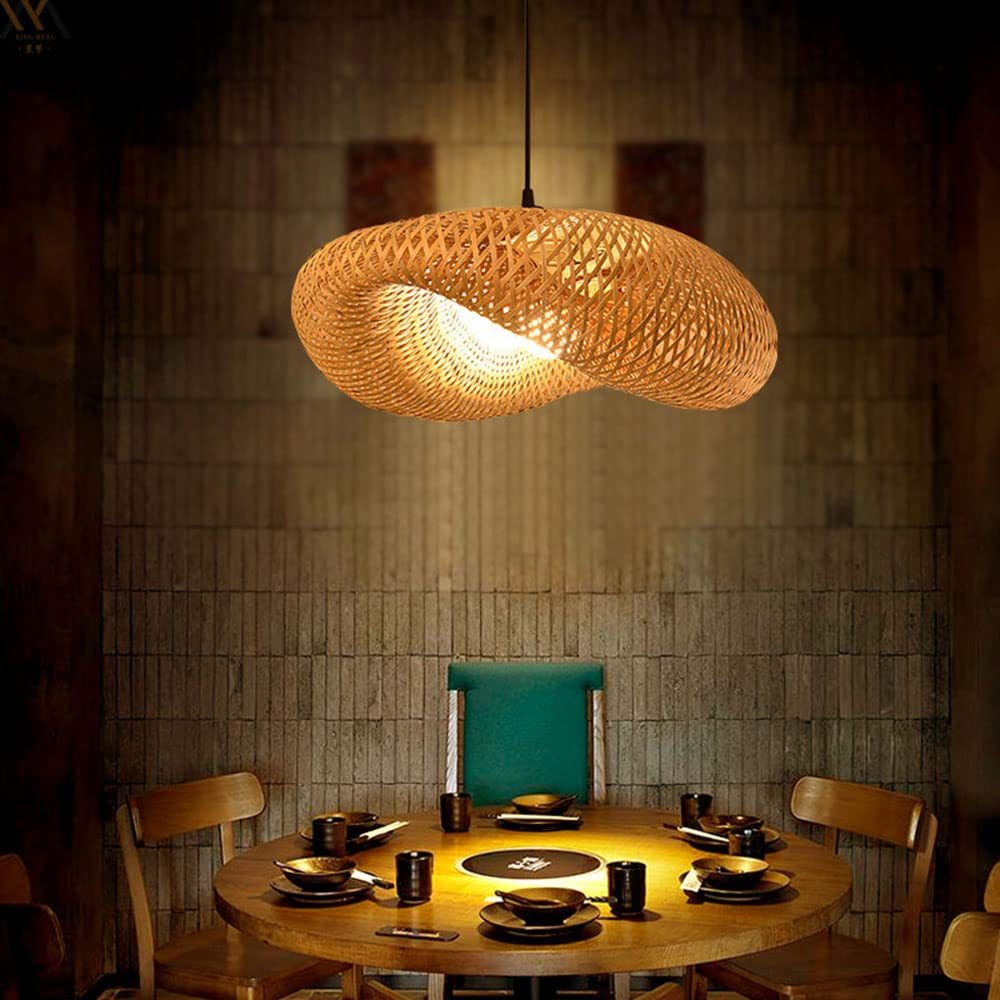 Rustic Bamboo Pendant Light Rattan Chandelier Drop Ceiling Light ...