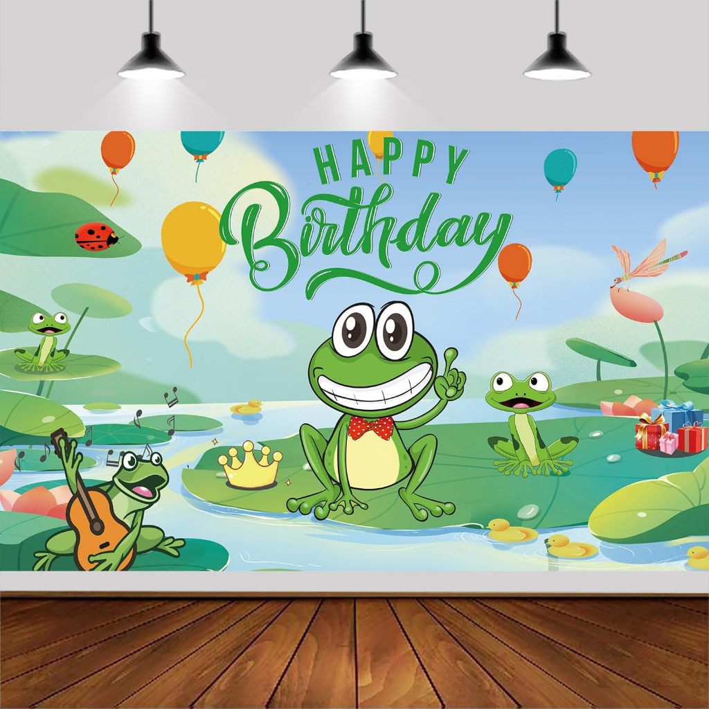 Frog Themed Photography Backdrop 5x3ft Frog Happy Birthday Backdrops ...