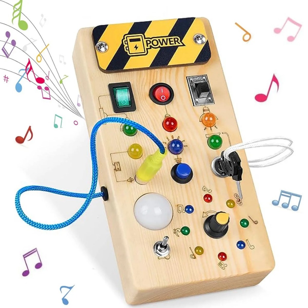 Montessori Busy Board Sensory Toys Wooden With LED Light Switch Control ...