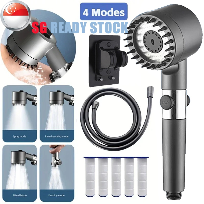 🇸🇬SG Local stock🇸🇬 Shower Head 4 Modes High Pressure Water Saving One ...