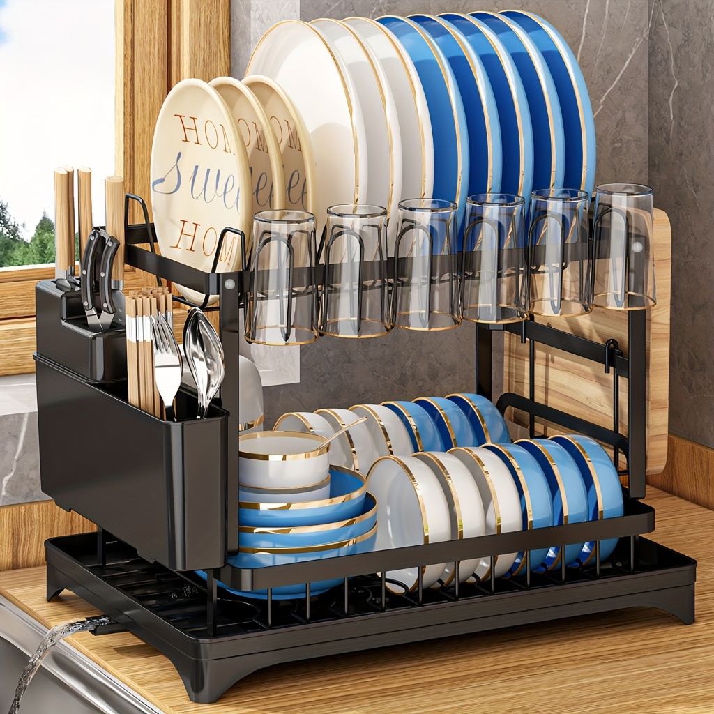 [SG Ready Stock] Drain Rack Auto Drainer Tray Dish drying rack with ...
