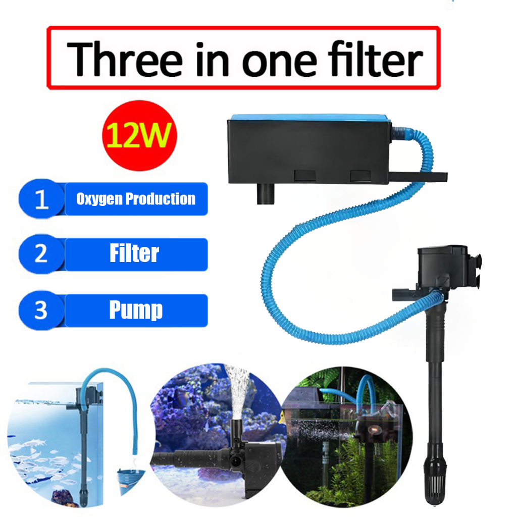 Aquarium 3 in 1 Top Overhead Filter For 10-20 Gallons Pump Cycle Fresh ...