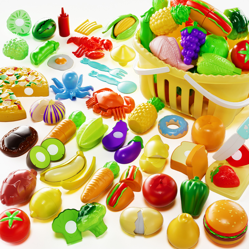 Aiqi Cutting Play Set Toy Peeling Fruit Cut Toys Food Vegetable