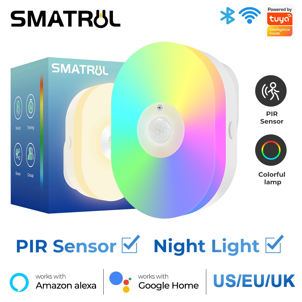 SMATRUL Smart Tuya Wifi smart sensor LED night light WiFi PIR Motion ...