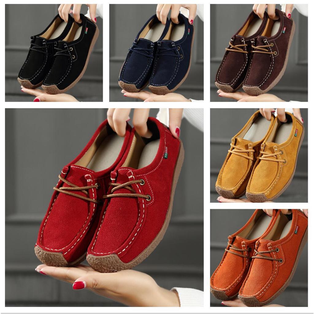 WZZ Ready Stock 6 Colors Women Genuine Leather Shoes Casual Flats Woman Hand sewn Suede Loafer Winter Warm Shoes Size EU 35 42 Shopee Singapore