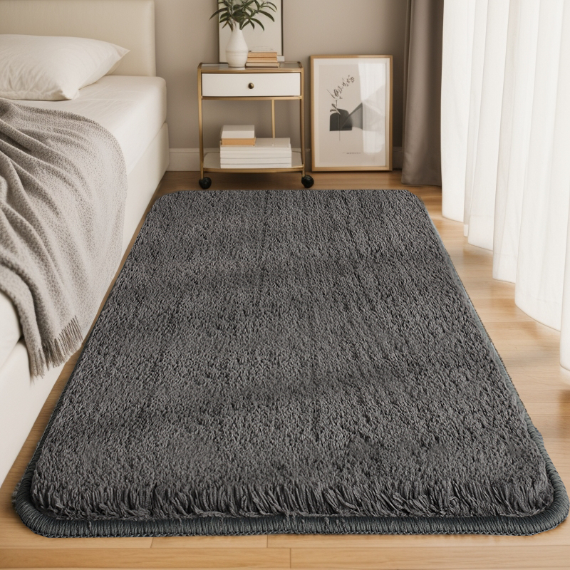Bathroom Carpet High Plush Thick Pure Color Floor Mat Absorbs Water