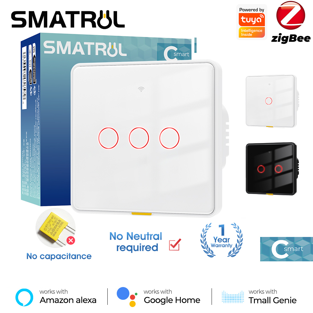 SMATRUL Smart Switch Tuya ZigBee No Neutral Wire No Capacitor Needed ...