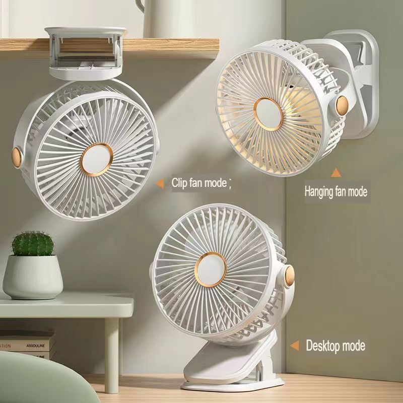 Mini 10000mAh Chargeable Clipped Fan 360° Rotation 4-speed Wind USB ...